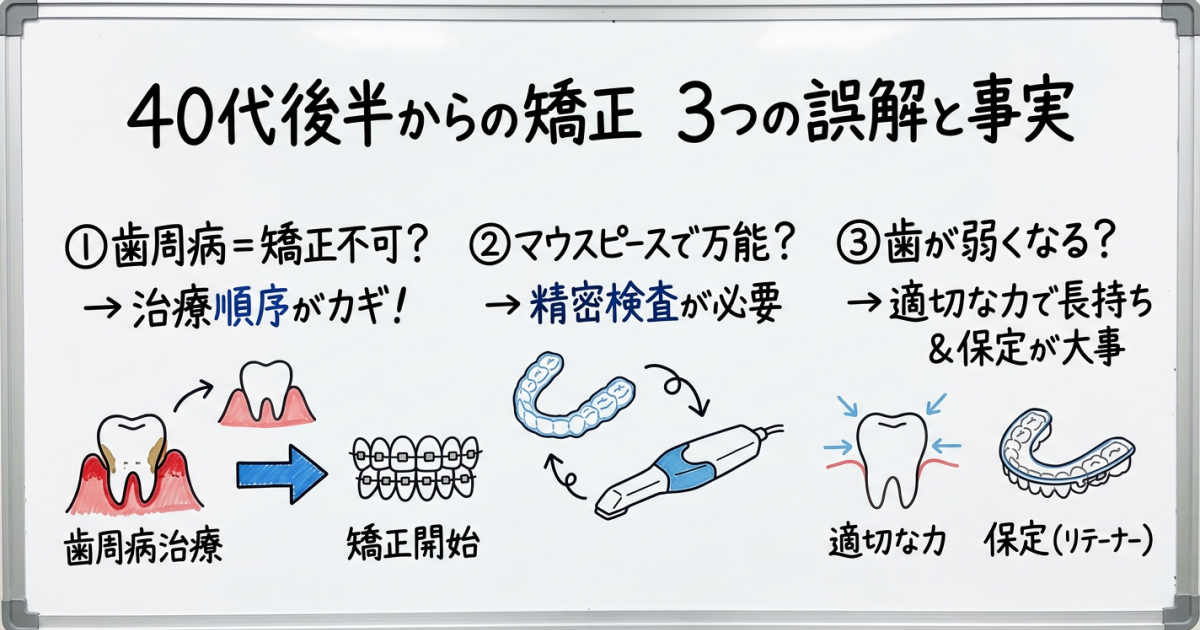 40代後半からの矯正で知っておきたい3つの誤解と事実