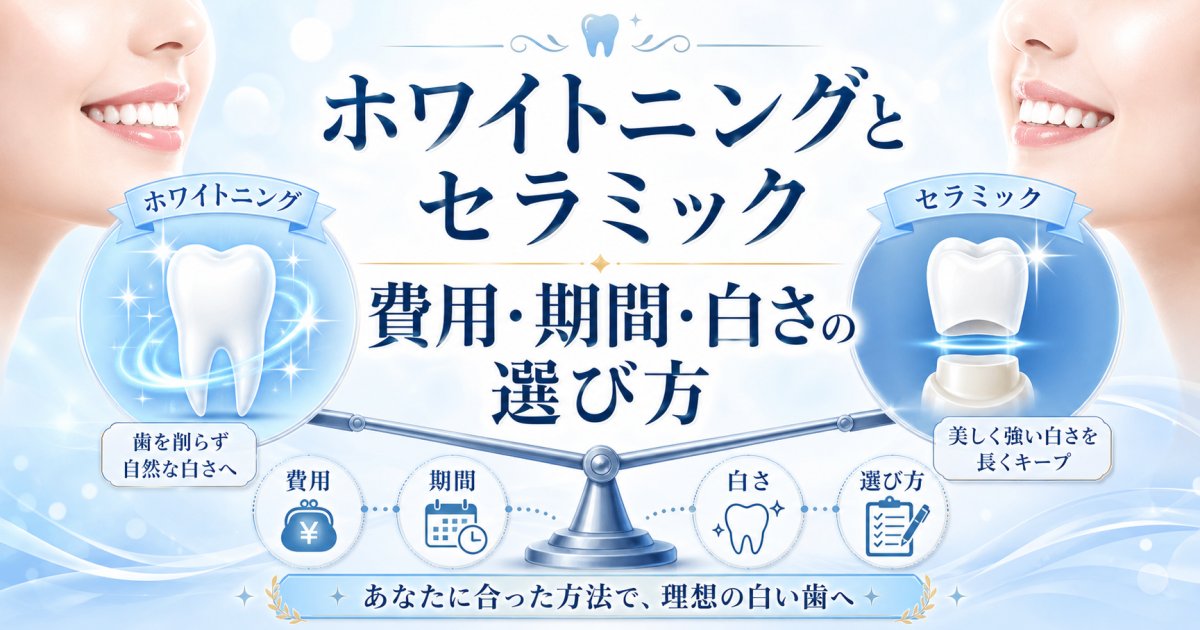 ホワイトニングとセラミックどちらが良い?費用・期間・白さの選び方
