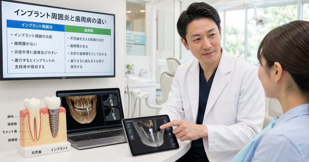 インプラント周囲炎と歯周病の違いとは？進行速度と出血時の受診目安