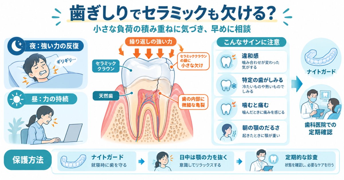 セラミッククラウンも壊れる?歯ぎしりが引き起こす破折の全貌